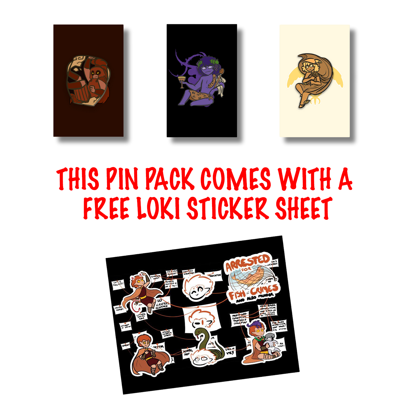 Ares, Hermes, & Dionysus Pin Pack